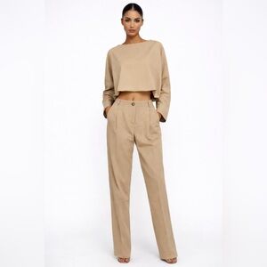 RIVIR Beige Two-Piece Blouse & Trouser Set (1178)